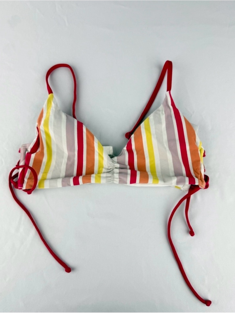 Roxy Multicolor Stripe Bikini Top with Cutout Sides